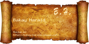 Bakay Harald névjegykártya